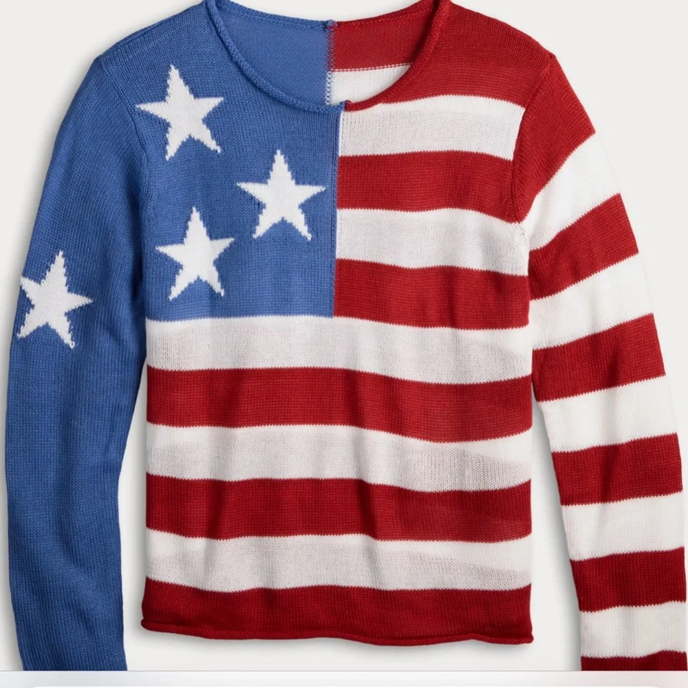 America inspired Blue and Red Relaxed Fit  sweater - Picture 3 of 4